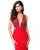 Sherri Hill - 51699 Beaded Plunging V-Neck Sheath Dress In Red