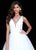 Sherri Hill - 51708 Floral Appliqued Plunging V-Neck Glitter Dress In White