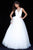 Sherri Hill - 51708 Floral Appliqued Plunging V-Neck Glitter Dress In White