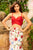 Sherri Hill - 51710 Two Piece Ruched Taffeta Floral Print Mermaid Gown In Red and Print