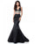 Sherri Hill - 51711 Two Piece Plunging V-Neck Mermaid Dress In Black