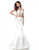 Sherri Hill - 51711 Two Piece Plunging V-Neck Mermaid Dress In White