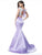 Sherri Hill - 51715 Two-Piece Beaded Cap Sleeve Mermaid Dress In White and Purple