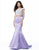 Sherri Hill - 51715 Two-Piece Beaded Cap Sleeve Mermaid Dress In White and Purple