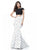 Sherri Hill - 51717 Two Piece Lace Polka Dot Mermaid Dress In Black and White