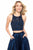 Sherri Hill - 51723 Two Piece Beaded Crop Top A Line Dress In Blue