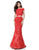Sherri Hill - 51727 Two Piece Lace Off-Shoulder Mermaid Dress In Red