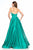 Sherri Hill - 51729 Deep V Neck Halter Bodice Satin Ballgown In Green