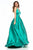 Sherri Hill - 51729 Deep V Neck Halter Bodice Satin Ballgown In Green
