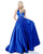 Sherri Hill - 51729 Deep V Neck Halter Bodice Satin Ballgown In Blue
