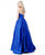 Sherri Hill - 51729 Deep V Neck Halter Bodice Satin Ballgown In Blue