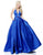 Sherri Hill - 51729 Deep V Neck Halter Bodice Satin Ballgown In Blue