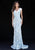 Sherri Hill - 51736 Floral Applique Plunging V-neck Sheath Dress In Blue