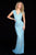 Sherri Hill - 51746 Beaded V-Neck Sheath Evening Gown In Blue