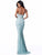 Sherri Hill - 51751 Beaded V-neck Trumpet Dress With Train In Blue and Multi-Color