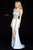 Sherri Hill - 51754 Two Piece Deep V-neck Sheath Dress With Slit In White and Multi-Color