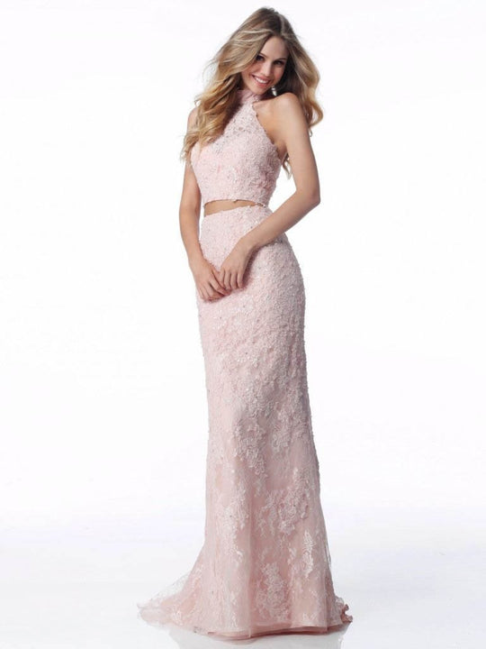 Sherri Hill - 51770 Lace Bandeau Open Back Two-Piece Dress In Pink