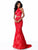 Sherri Hill - 51772 Beaded Lace Two Piece Mermaid Dress In Red