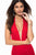 Sherri Hill - 51773 Plunging Halter Long Mermaid Dress In Red