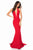 Sherri Hill - 51773 Plunging Halter Long Mermaid Dress In Red