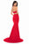 Sherri Hill - 51773 Plunging Halter Long Mermaid Dress In Red
