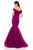 Sherri Hill - 51778 Beaded Jersey Off-Shoulder Tulle Mermaid Dress In Purple