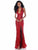 Sherri Hill - 51785 Deep V Neck Fitted Sequin Gown In Red