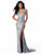 Sherri Hill - 51785 Deep V Neck Fitted Sequin Gown In Silver