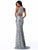 Sherri Hill - 51785 Deep V Neck Fitted Sequin Gown In Silver