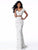 Sherri Hill - 51786 Beaded Two Piece V-Neck Sheath Dress In White and Multi-Color
