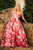 Sherri Hill - 51792 Strapless Floral Print Taffeta Ballgown In Pink and Print