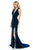 Sherri Hill - 51806 Deep Halter V-neck Jersey Trumpet Dress In Blue