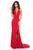 Sherri Hill - 51806 Deep Halter V-neck Jersey Trumpet Dress In Red