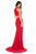 Sherri Hill - 51806 Deep Halter V-neck Jersey Trumpet Dress In Red