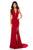 Sherri Hill - 51806 Deep Halter V-neck Jersey Trumpet Dress In Red