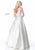 Sherri Hill - 51818 Sleeveless Sheer Plunging Neck Sparkly Satin Gown In White