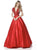 Sherri Hill - 51819 Beaded Ornate V Neck Satin Ballgown In Red