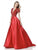 Sherri Hill - 51819 Beaded Ornate V Neck Satin Ballgown In Red