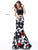 Sherri Hill - 51824 Two Piece Taffeta Floral Print Mermaid Dress In Black and Red