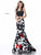 Sherri Hill - 51824 Two Piece Taffeta Floral Print Mermaid Dress In Black and Red