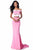 Sherri Hill - 51833 Two Piece Floral Applique Trumpet Dress In Pink and White