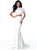 Sherri Hill - 51834 Two Piece Floral Applique Jersey Mermaid Dress In White and Pink