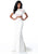 Sherri Hill - 51834 Two Piece Floral Applique Jersey Mermaid Dress In White and Pink