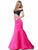 Sherri Hill - 51855 Two Piece Satin Off-Shoulder Mermaid Dress In Black and Pink