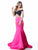 Sherri Hill - 51855 Two Piece Satin Off-Shoulder Mermaid Dress In Black and Pink