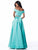 Sherri Hill - 51857 Two Piece Lace Off-Shoulder Mikado A-Line Dress In Blue and Green