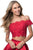 Sherri Hill - 51857 Two Piece Lace Off-Shoulder Mikado A-Line Dress In Red