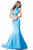Sherri Hill - 51864 Two Piece Beaded Satin Mermaid Dress With Train In Blue