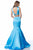 Sherri Hill - 51864 Two Piece Beaded Satin Mermaid Dress With Train In Blue
