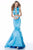 Sherri Hill - 51864 Two Piece Beaded Satin Mermaid Dress With Train In Blue